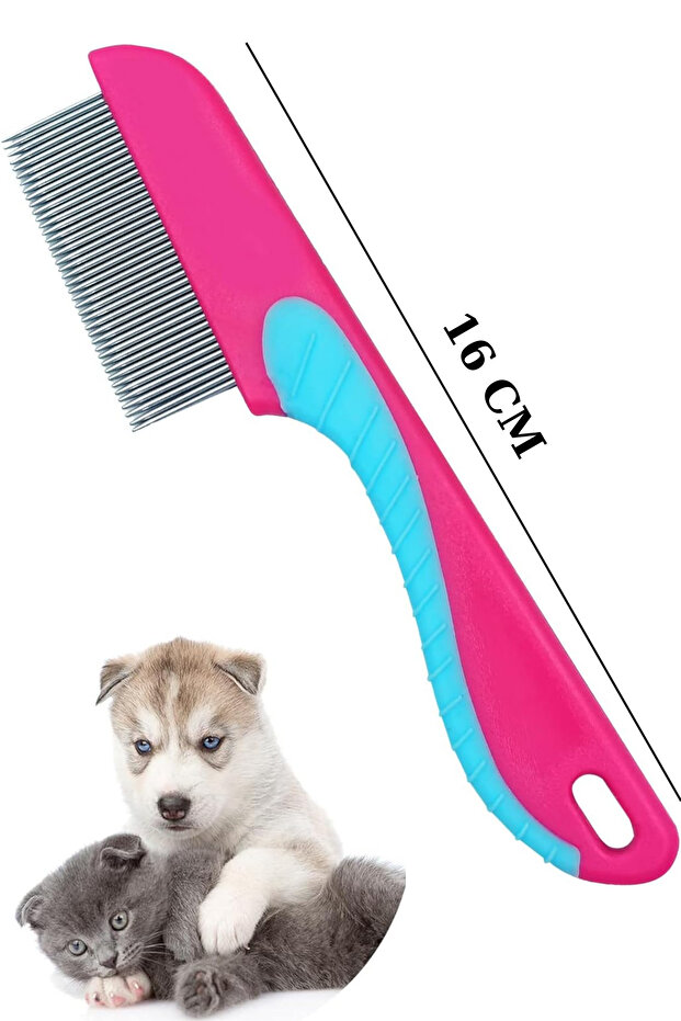Pet Lice Comb Cat Lice Flea Comb with Handle Close-Toothed Grooming Comb - 2