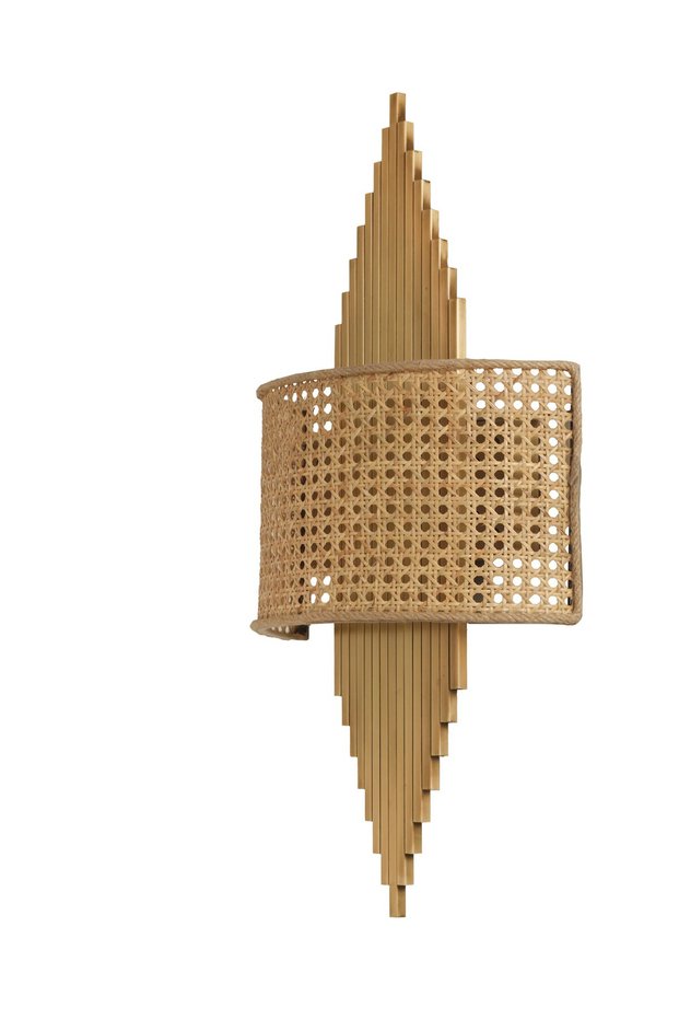 LION WOODED OVAL RATTAN LAMP SHADE
