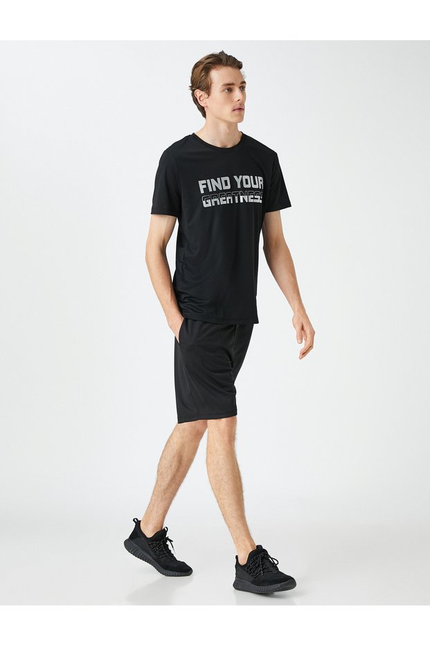 Sports T-Shirt Slogan Printed Crew Neck Short Sleeve
