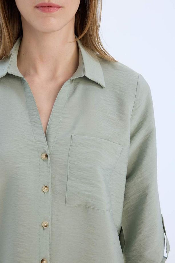 Yeni Sezon Regular Fit Basic Düz Uzun Kollu Gömlek - 5