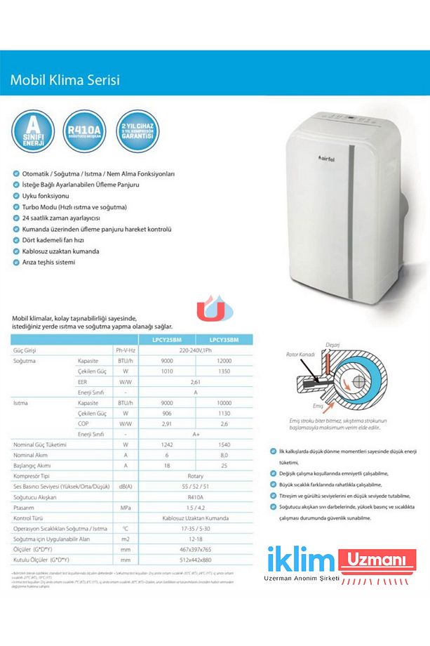 12000 Btu Mobil Klima, (MONTAJ GEREKMEZ, TAK KULLAN) Isıtma Ve Soğutma Lpcy35bm A - 4