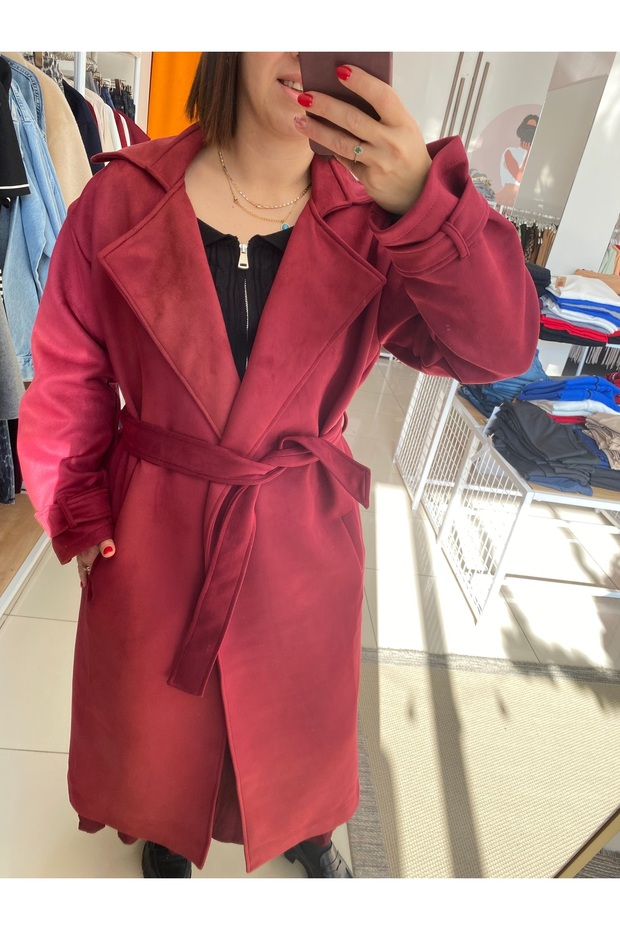 Bordo süet ceket - 2