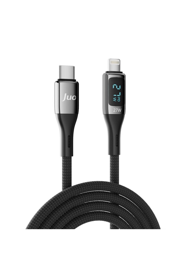 27w Dijital Led Ekranlı Usb Type-c To Lightning Iphone Ipad Hızlı Şarj Ve Data Kablosu 1 Metre - 5
