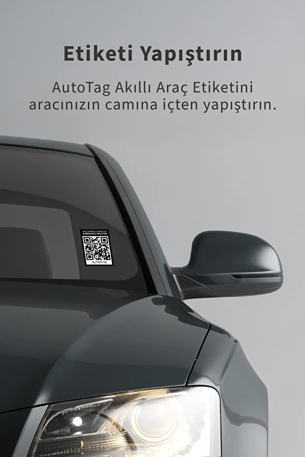 QR Kodlu Akıllı Araç Etiketi - Karekod Numaratör - İçten Yapıştırmalı Cam Etiket - 2