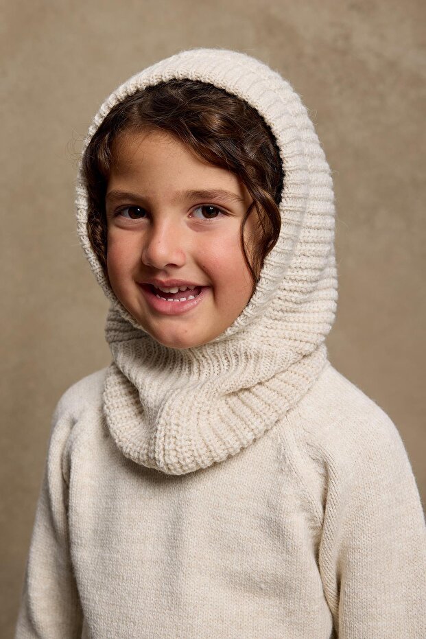 Knitted Children's Balaclava Beanie Stone