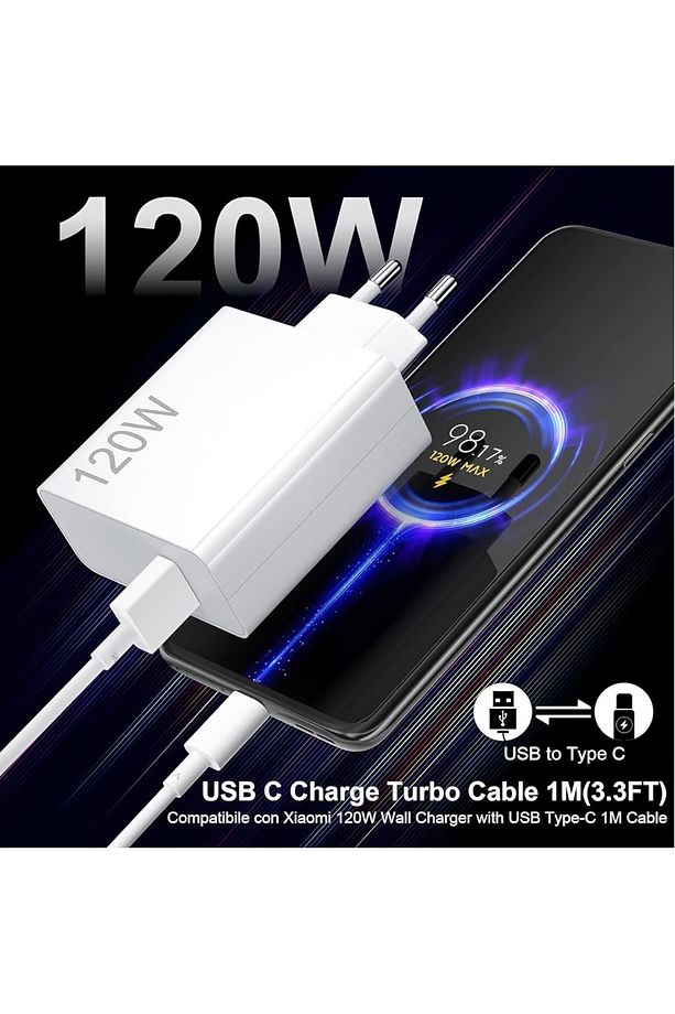 Type-c 120w (WATT) Turbo Şarj Aleti Cihazı Adaptörü Kablo (SET) - 6