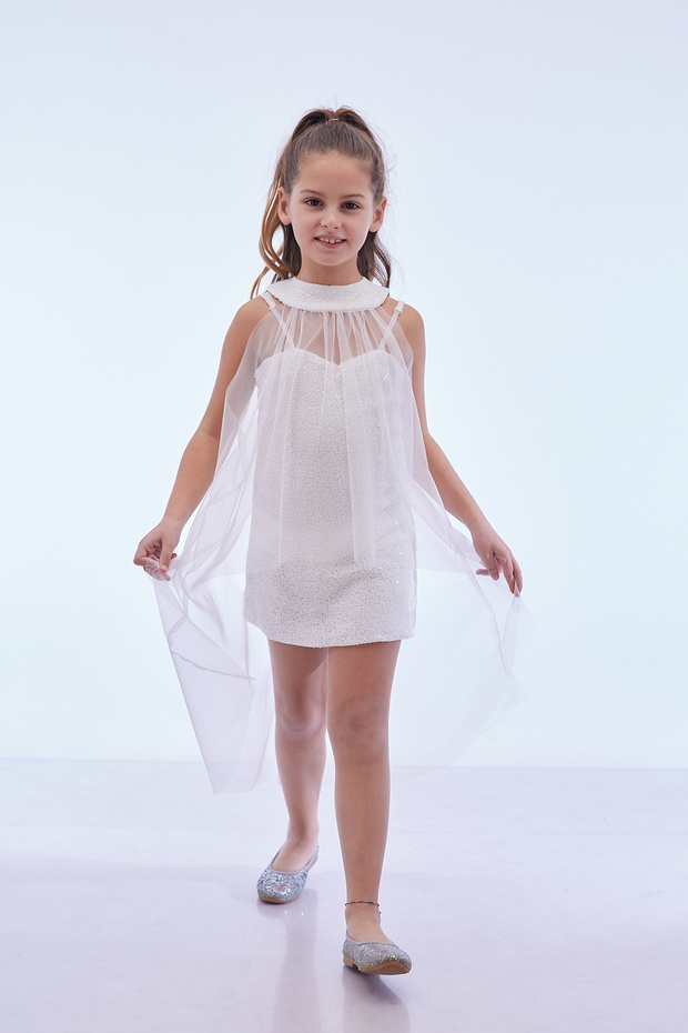 Trendy Sequin Cape Girls' Evening Dress - Ak2244