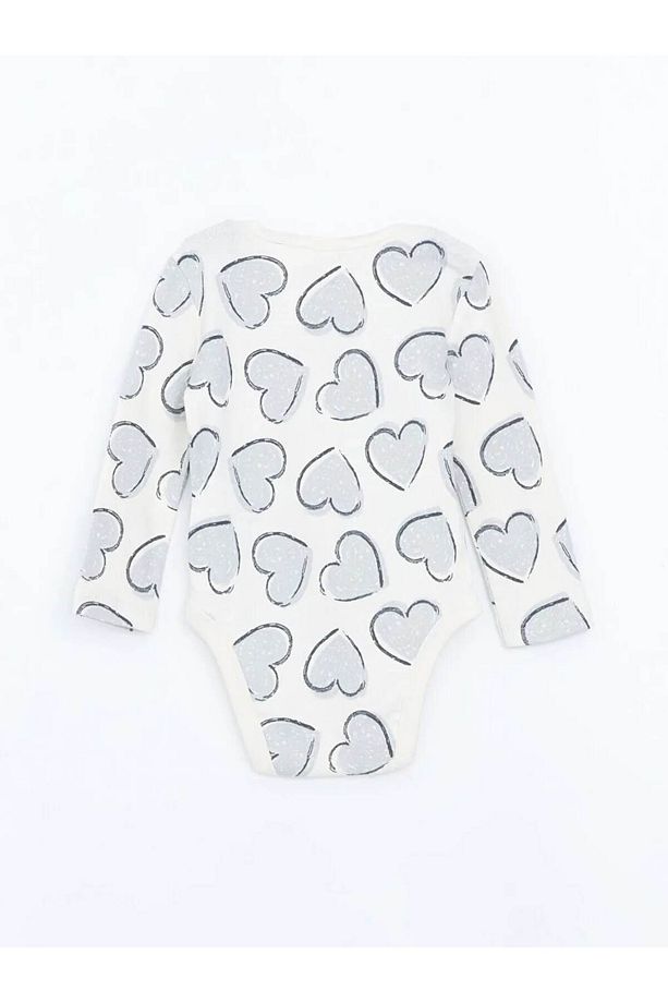 LCW baby Ekru Bisiklet Yaka Kız Bebek Çıtçıtlı Body 3'lü - 7
