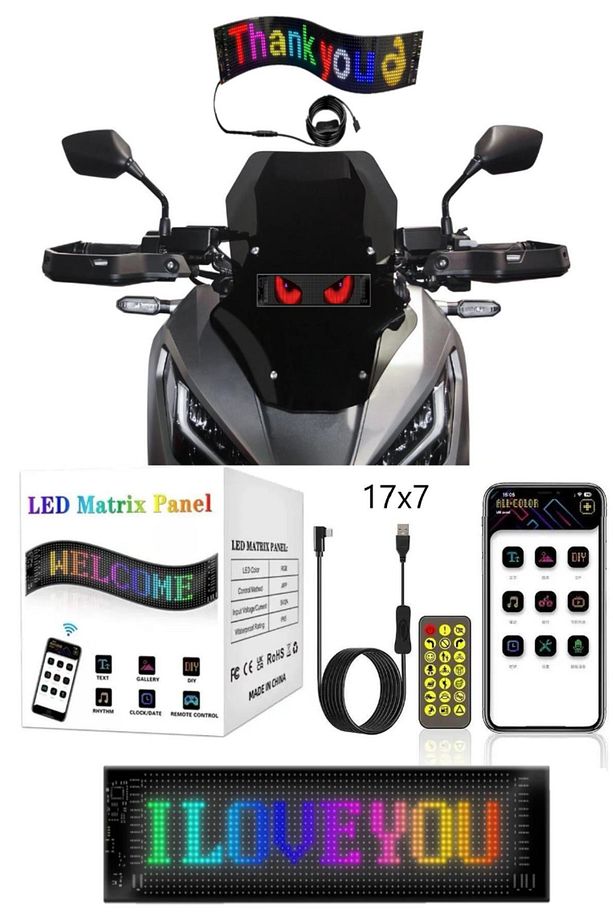 12 cm - 59,5 cm Silikon Led Ekran Matrix Panel Led Cama Yapışan Motor Araba Tır Yazısı Esnek Led - 6