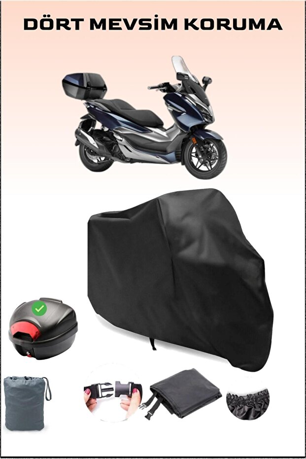 Black Honda Forza 250(Nss250) Rear Bag Compatible Motorcycle Tarpaulin,, Safe, Waterproof Durable