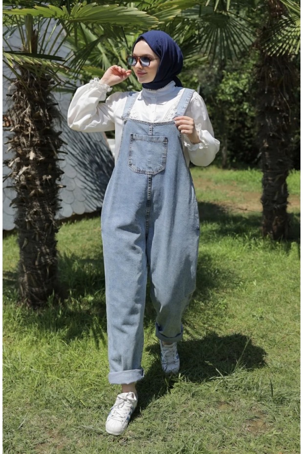 Women's Strap Pregnant Jeans Jumpsuit