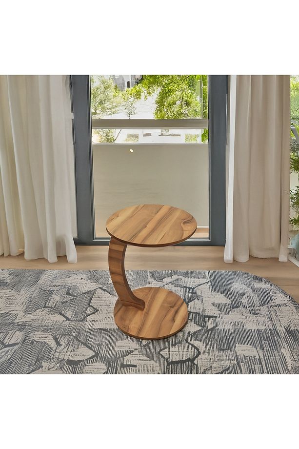 Lilya Mdf C Sehpa Ahşap Yan Sehpa - Ceviz - 6
