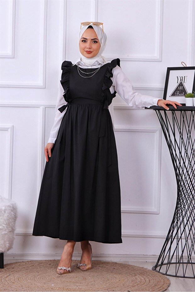 Black Ruffle Gilet - Ay126