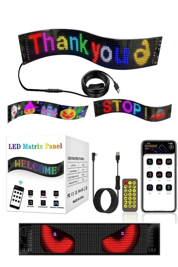 7 cm - 17 cm Silikon Led Ekran Matrix Panel Led Cama Yapışan Motor Araba Tır Yazısı Esnek Led - 3