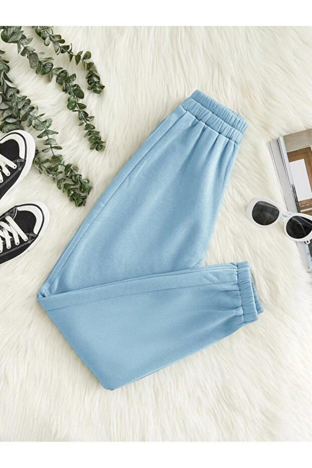 Unisex 3 Thread Raised Straight High Waist Elastic Leg Pocket Jogger Sweatpants