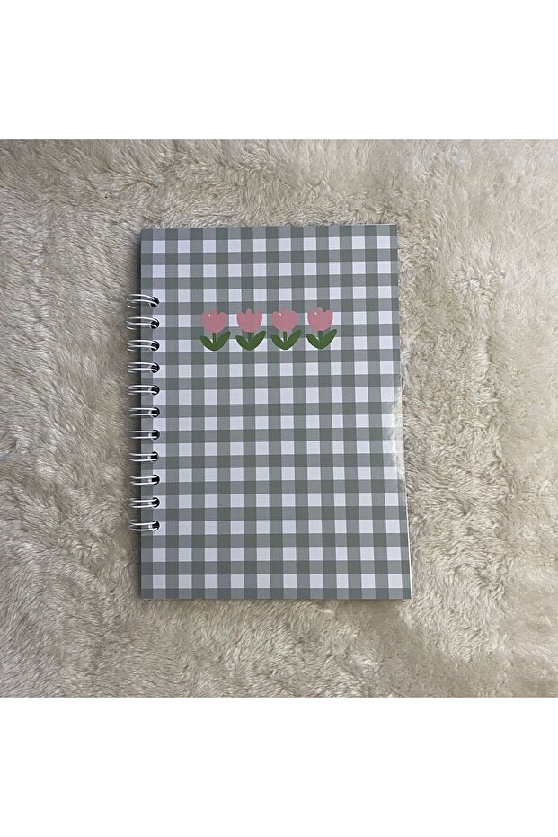 Laleli pötikareli tatlı Çizgili Defter - 1