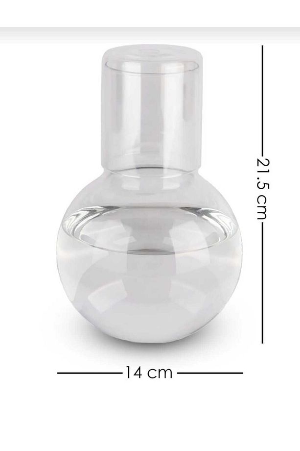 Başucu Sürahisi & Bardak Karaf Set Borasilikat Cam Küre Model 1 Litre - 4