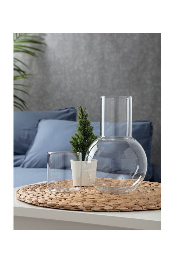 Başucu Sürahisi & Bardak Karaf Set Borasilikat Cam Küre Model 1 Litre - 2