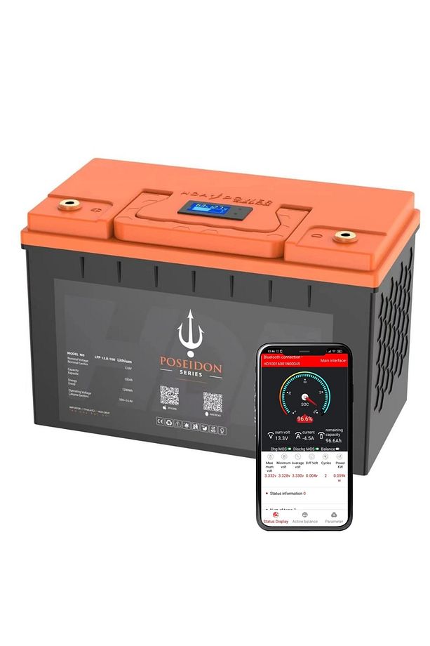 Poseidon 12.8v 100 Amper 5000 Döngü. Bluetooth Lityum Lifepo4 Akü - 1