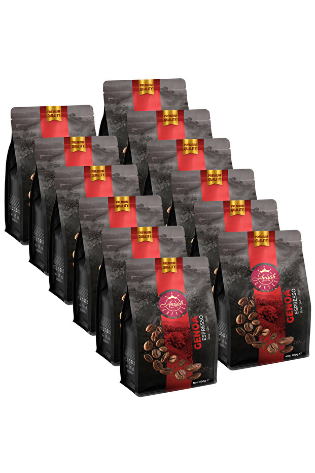Genoa Espresso Whole Bean Coffee | 12X500Gr | Aromatic Taste and Rich Cream