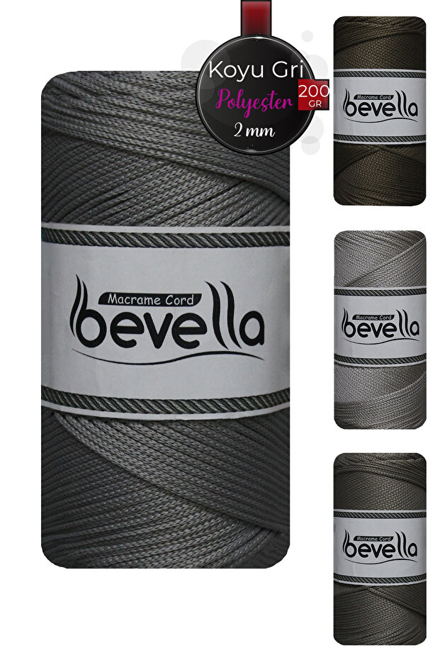 2 mm - 200 gr Polyester (PP) Makrome İpi Polyester Makrome İp Supla İp Ve Çanta İpliği - 1