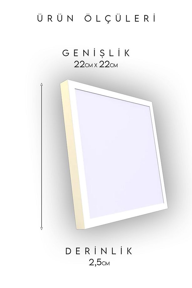 Gün Işığı 3200K Sarı Işık Kare Modern Led Panel Armatür Avize Aplik Tavan Lambası Salon Mutfak Banyo - 6