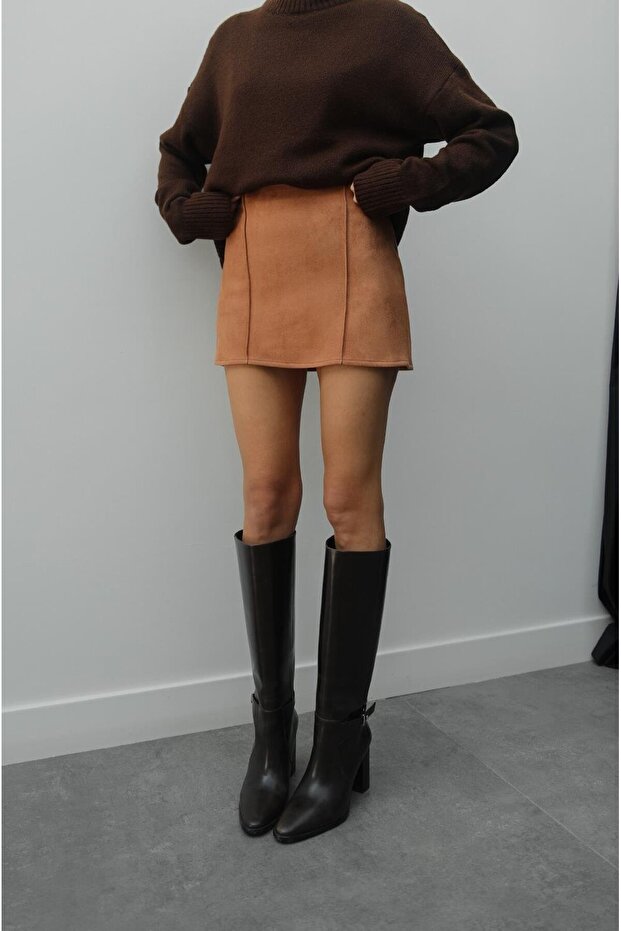 Camel Megan Suede Skirt