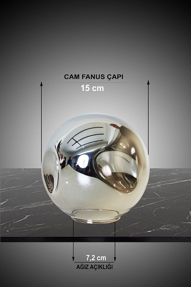Avize-sarkıt-lambader 15cm Dalgalı Cam Fanus (FÜME RENGİ) - 3