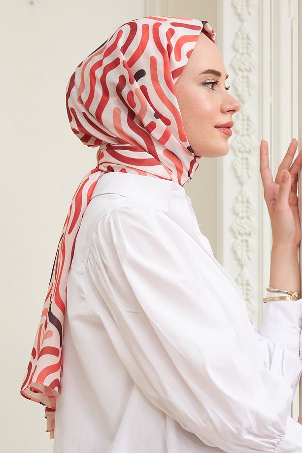 Sarmal Pamuk Viskon Şal Mercan 3015-09 - 5