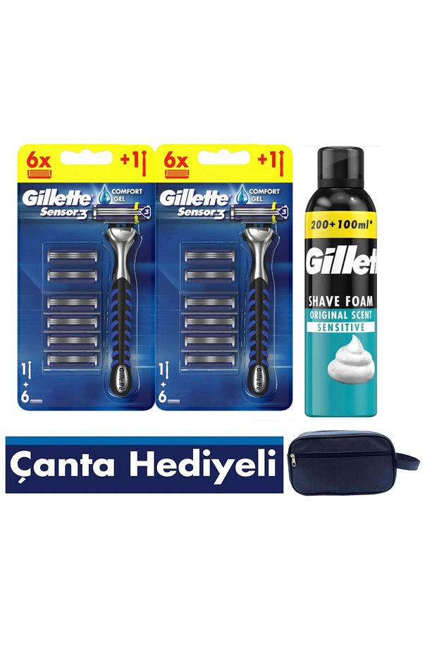 Sensor3 2 Makine+ 12 Yedek Tıraş Bıçağı+300 ML köpük+Çanta - 1