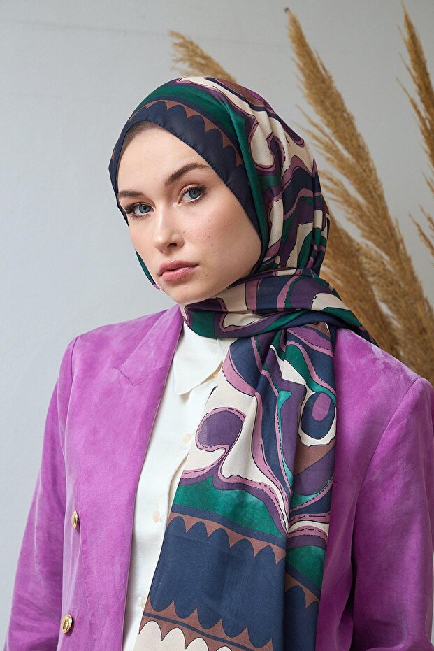 Summer Sparkle Collection Soft Shawl Dark Green Beige 3045-07