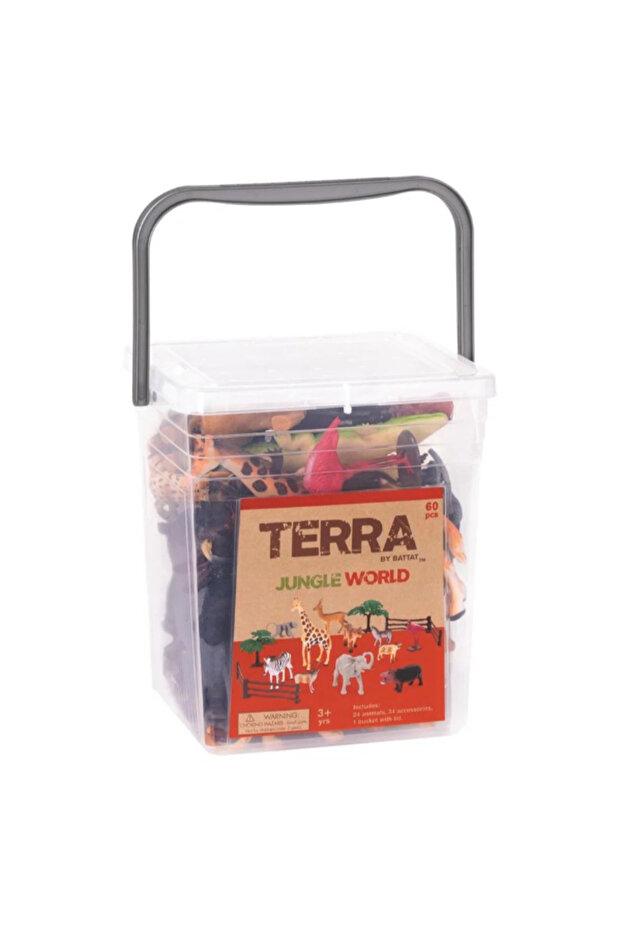 Terra Jungle World Animals In Bucket 60pcs AN2932Z