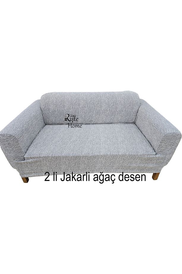 Kaliteli Jakarlı Yarı Kaplama 3 2 1 1 Çubuk Desen Lastikli Kanepe,koltuk Örtüsü, Kılıfı Takımı - 3