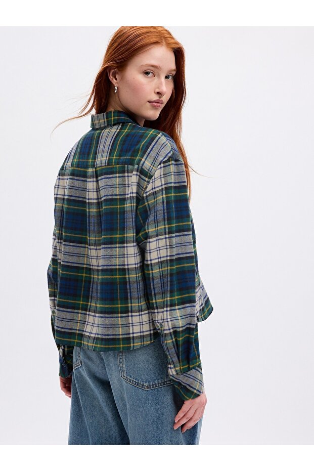 Kadın Yeşil Crop Gömlek - 2