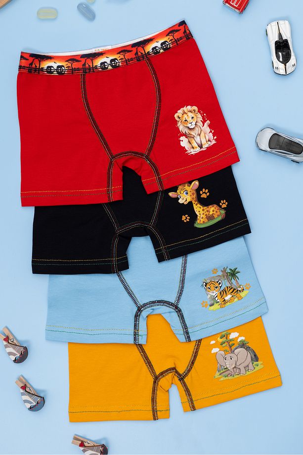 Çocuk Boxer  Safari figürlü4'lü Paket - 1