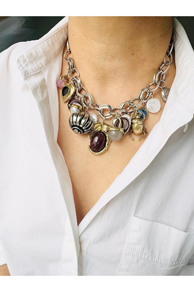 Charmlı Silver Kolye - 4