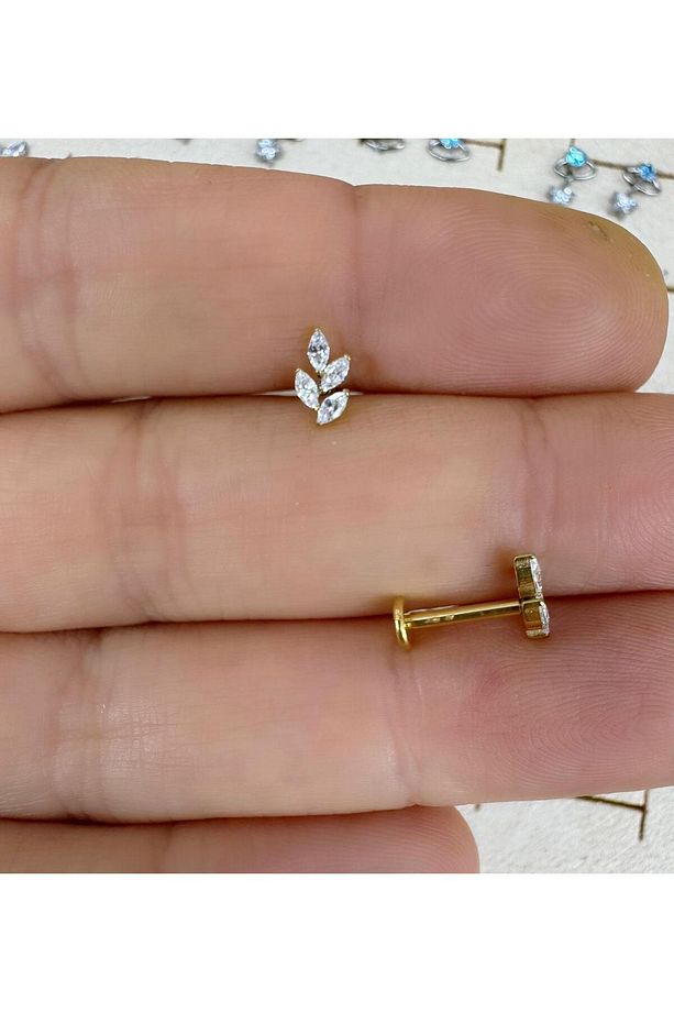 1 adet g23 titanium ( titanyum) tragus helix kıkırdak conch lobe flat uyumlu piercing - 2