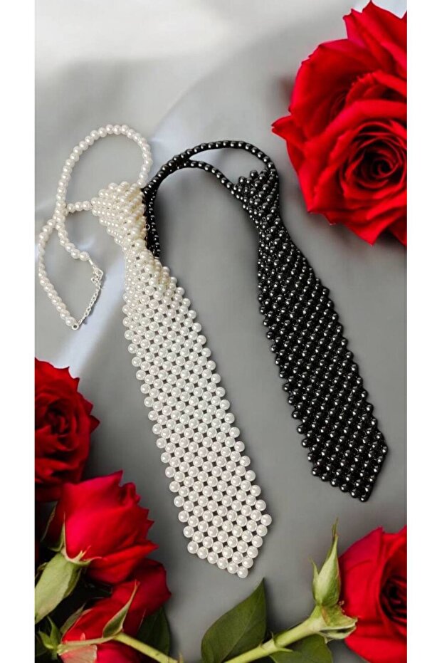 Double Pearl Design Tie Necklace – Elegant and Modern Accessory for Women
