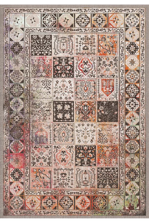 Vintage Eskitme Bohem Yıkanabilir Şönil Kilim Pamuk Taban Dokuma Halı Oturma Odası Salon Balkon Mutf - 4