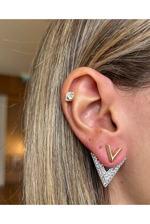 V Brand Model Special Series Gold Earrings