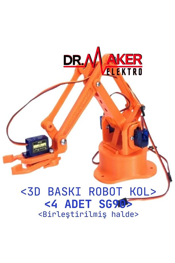 Arduino Robot Kol 3d Baskı 4 Servo Takılmış Halde MONTAJ YAPILMIŞ - 2
