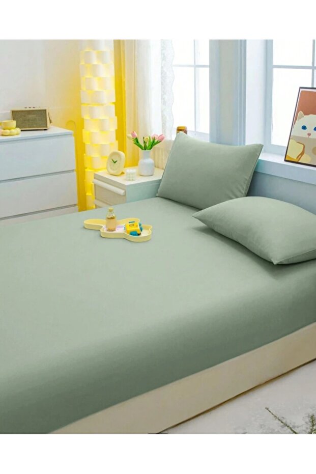 طقم ملاءات مطاطية من القطن Ranforce مع غطاء وسادة - 1