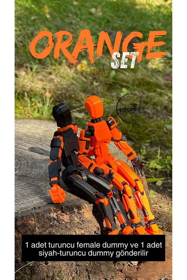 Lucky 13 Oynar Eklemli Robot Figür Oyuncak - 2'li Turuncu Set Dummy - 2