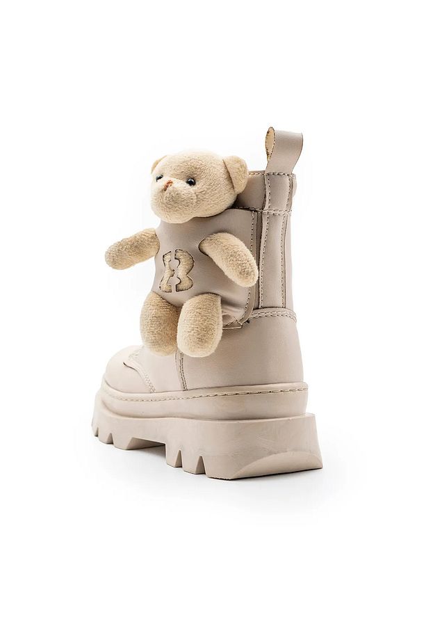 Unisex Erkek-Kız Çocuk Ayıcık Suya Dayanıklı Bağcıklı Kışlık Tüylü İç Astarlı Bot Ayakkabı FK3374 - 2