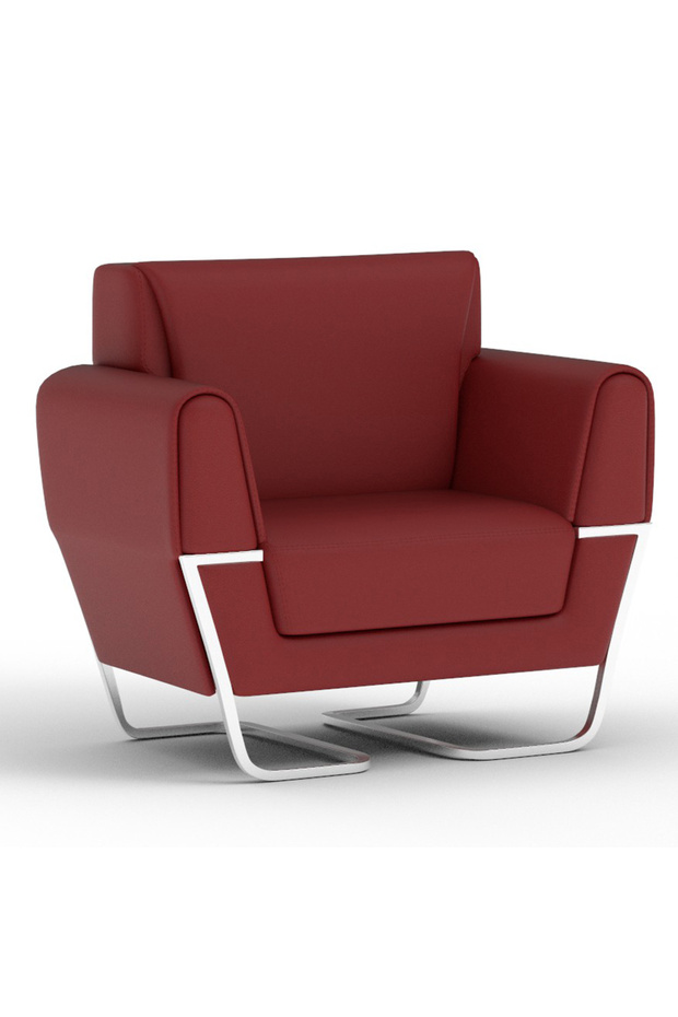 Maroon PU Leatherette Single Seater Sofa, Comfortable Living Room Furniture