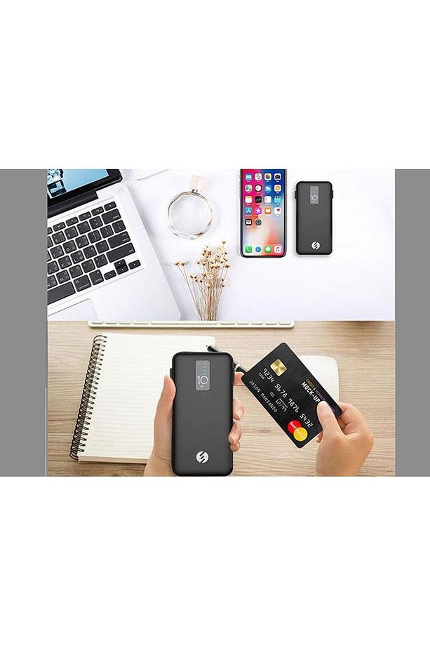 Ip-t100c 10000mah Lightning Micro Type C Kablolu Powerbank Siyah Lcd'li Taşınabilir Pil Şarj - 6