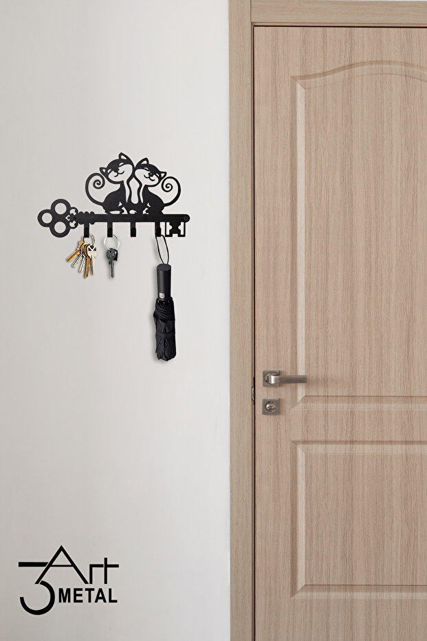 Cat Pattern Decorative Key Hanger - Metal Keychain - 6