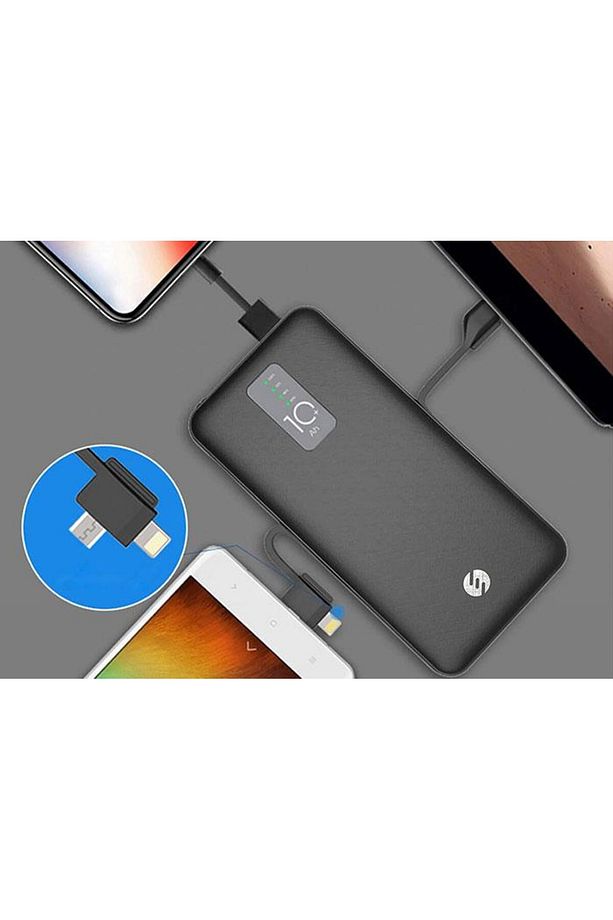Ip-t100c 10000mah Lightning Micro Type C Kablolu Powerbank Siyah Lcd'li Taşınabilir Pil Şarj - 5
