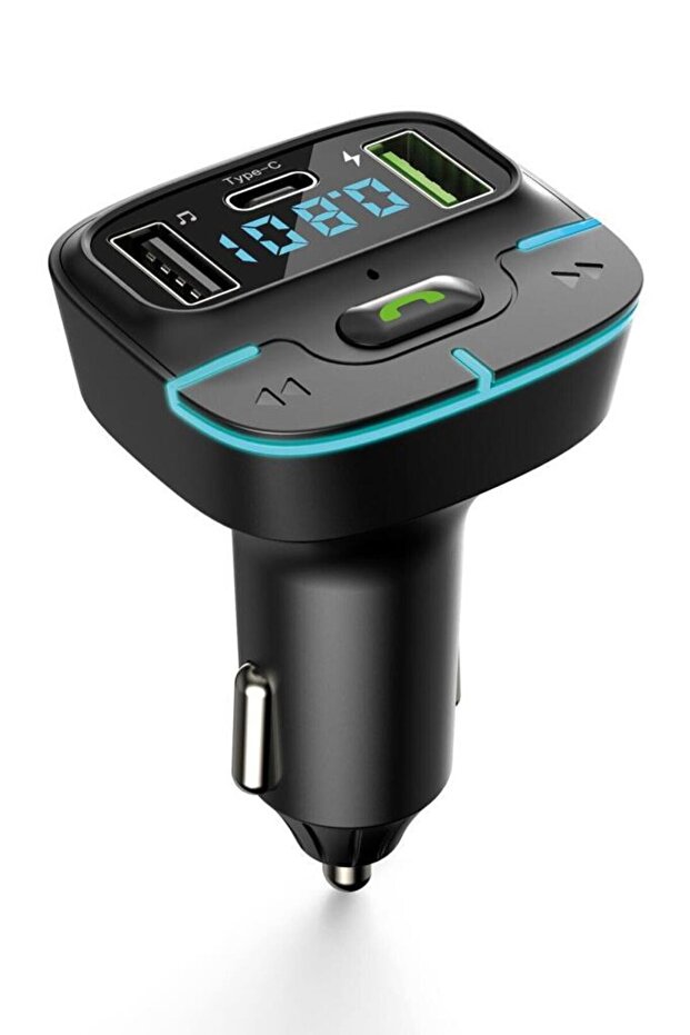 PDAteknoloj F9 Araç Fm Transmitter 5.3 Bluetooth Araç Kiti Usb Type-C Hızlı Şarj Çıkışlı Çakmaklık G - 1