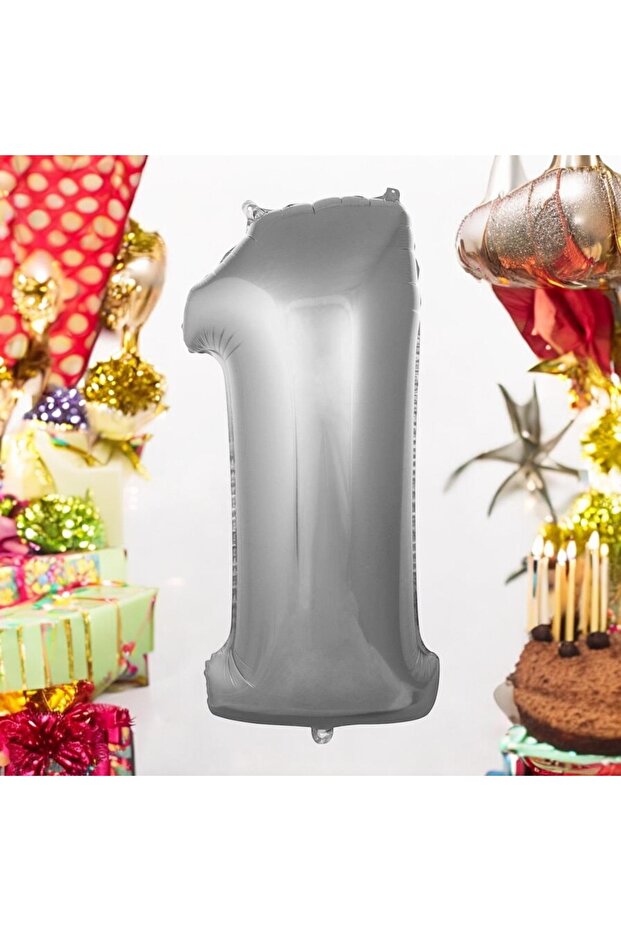 1 Year Old Silver Number Foil Balloon 34 Inch 76 cm